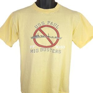 USS Paul FF 1080 T Shirt Vintage 80s United States Navy Mig Busters Made In USA